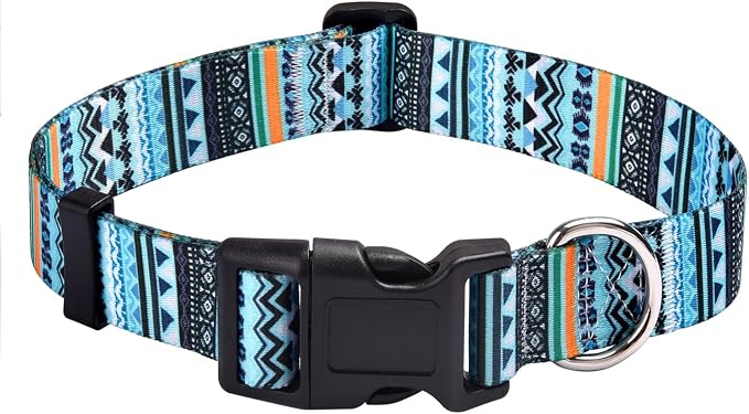 MarukoPet Dog Collar, Adjustable for Small Medium Large Dogs Puppy, Cute Design with Bohemia Floral Tribal Geometric Patterns Boys Girls Dog Collar(Green Bohemia-XS)