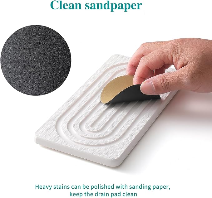 Natural Stone Water Absorbing Soap Tray Set for Bathroom Countertop Fast Drying Absorbent Diatomite Soap