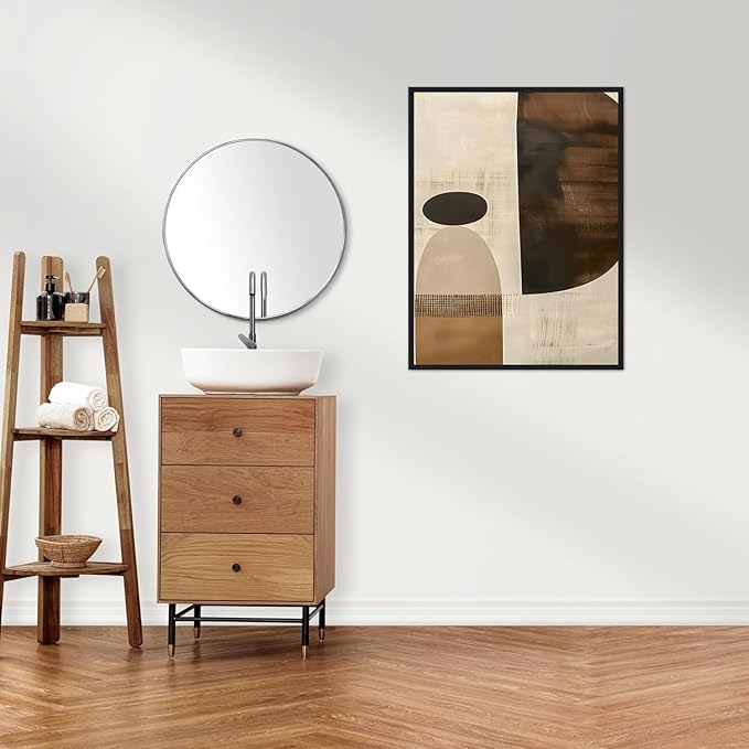 Moonow7 Earthy Geometric Wall Art Poster, Neutral Abstract Print for Living Room, Bedroom, Office, Entryway, Modern Minimalist Home Accent, Unframed Size A3 29.7 x 42 cm / 16.5X11.7