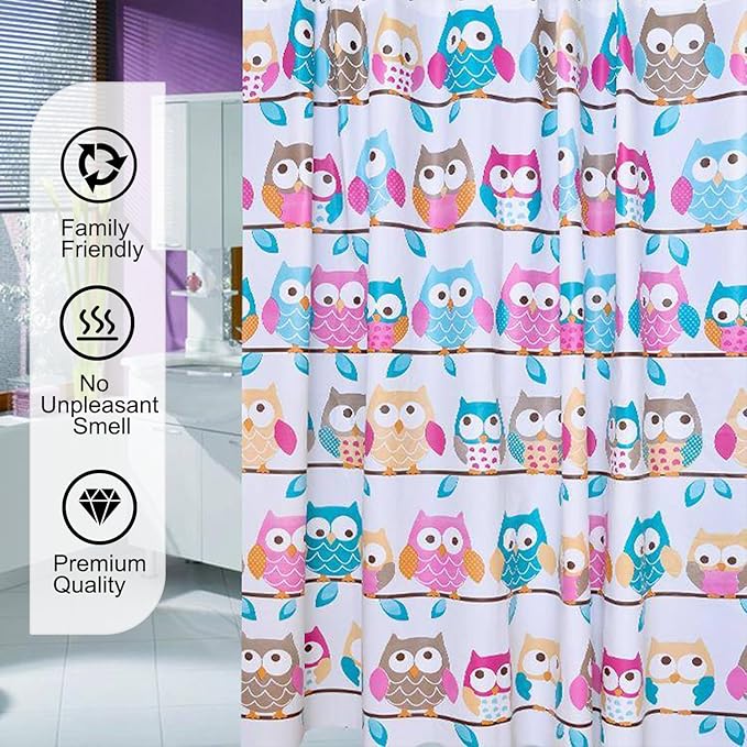 TIKABC Shower Curtain Liner, 4G PEVA Shower Liner, Plastic Waterproof Shower Curtains, 72x72 inch with Grommet Holes 3 Magnetic Weights