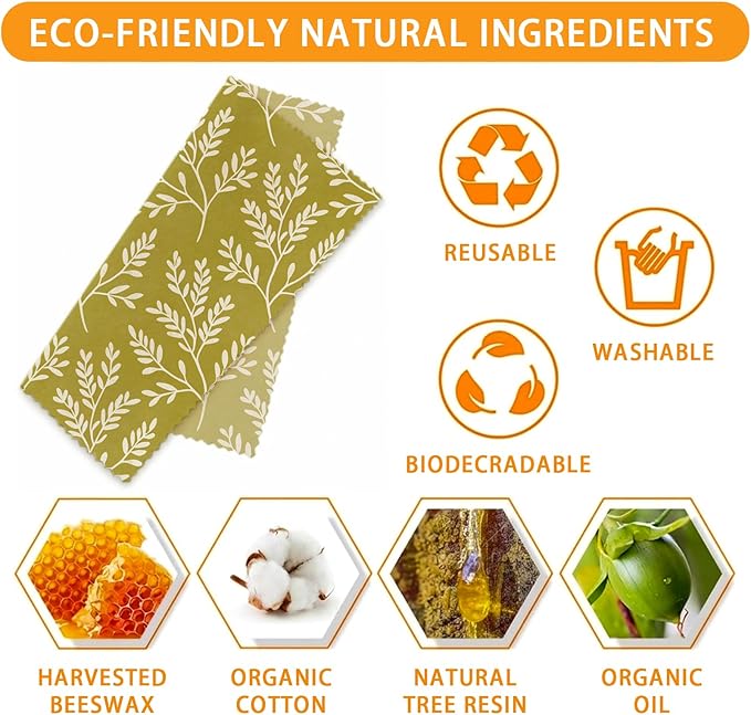 Reusable Beeswax Wraps, 9 Pack Sandwich, Snack, Bowl, Food Storage, Organic, Sustainable, Zero Waste, Plastic-Free, Eco-Friendly, 1XL, 3M, 5S, Blue Green Floral Botanical Prints