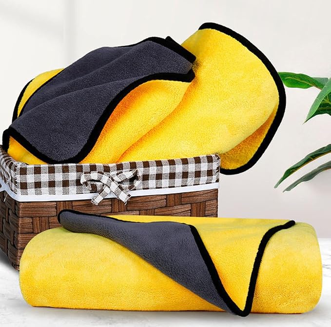 Dog Towel - 2 Pack Large Dog Bath Towel Super Absorbent Microfiber Beach Towels for Quick Drying Small Medium Large Dogs and Cats, Machine Washable,55.1x27.5 inch,Yellow Green