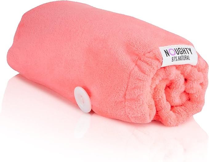 Noughty 97% Natural Pink Microfibre Hair Towel, Hair Towel Wrap Quickly Absorbs Moisture, Reduces Breakage, Combats Frizz, Pink