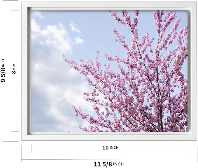Monem Art Cherry Blossom Spring Sky Photography Print - Floral Nature Art Poster - Wall Decor for Living Room, Bedroom or Office - 8x10 White Framed CANVAS Wall Art by Mareike Bohmer
