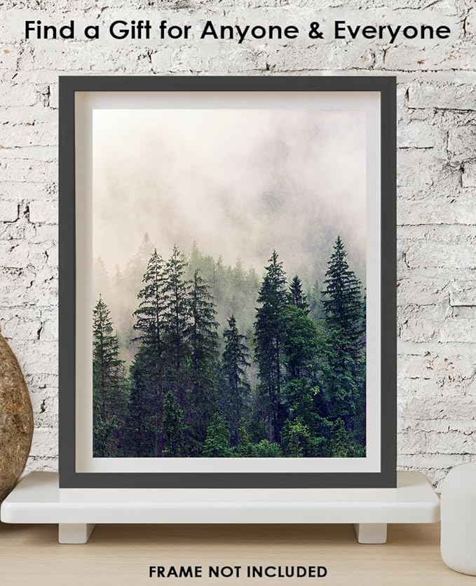 Buzz Unplugged Foggy Forest Abstract Wall Art: Minimalist, Aesthetic & Boho Wall Art for Home, Office, Bedroom & Living Room Decor - Unframed Posters 11x14
