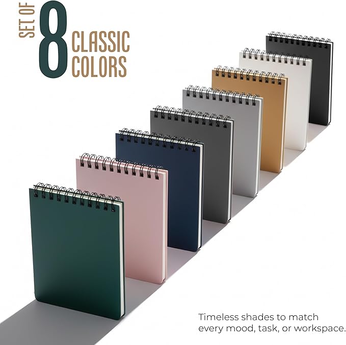 Small Spiral Notebook 8 Pack, 3x5 Pocket Notebooks Top Spiral, 60 Sheets Each Mini Notepad for Note Taking, To Do Lists, Travel, Office & School Supplies, Portable Note Pads