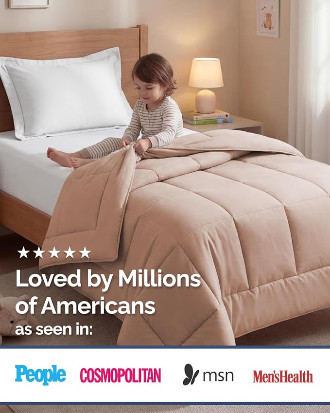 Twin Size, Mauve Alternative Down Comforter - Warm, Lightweight & Breathable Hotel Quality Bedding Set for Men, Women, Kids and Teens - All Season Oversized Cooling Microfiber Duvet Insert Comforter