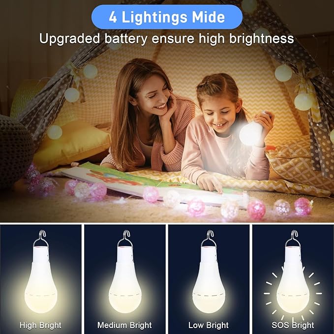 Solar Light Bulbs Solar Powered Light Portable Emergency LED Bulb Waterproof for Camping Tent Indoor Outdoor Shed Night Fishing Chicken Coop (1)
