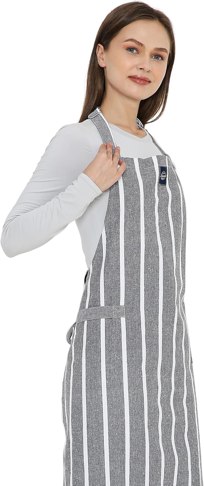 Encasa XO Cotton Kitchen Aprons for Women & Men with Pocket & Towel Loop, Adjustable Neck & Back Strap for Cooking, Baking