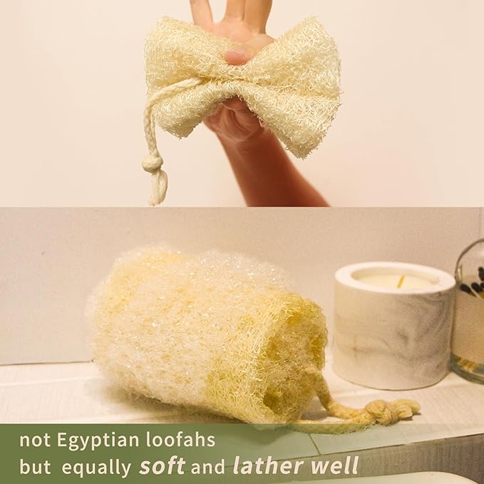 Natural Luffa Sponges Exfoliating Body Scrubber(4.7" Family 6Pack),Organic Loofah Unveil Your Skin's Natural Beauty