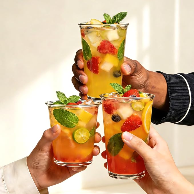 12 Pack Highball Glasses Set, 12 oz & 10 oz Stackable Thick Glass Cups | Drinking Glasses for Cocktails，Iced Coffee, Bubble Tea, Water, Juice – Kitchen & Bar Glassware Set