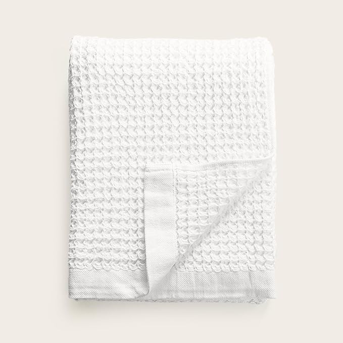 Italic Sedona Waffle Bath Towels, 410 GSM 100% Cotton, Set of 2, Soft, Quick-Drying & Lightweight Waffle Weave Towels, White