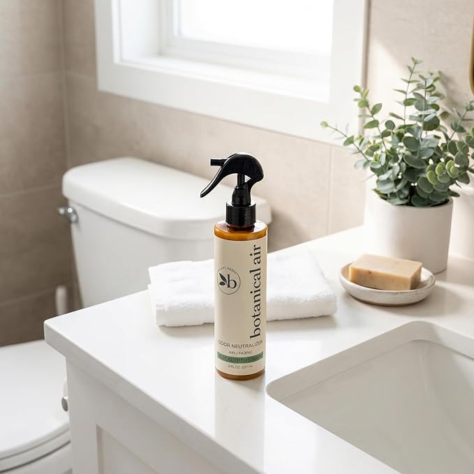 Plant-Based Odor Eliminator Spray – Natural Essential Oil Air Freshener for Home, Bathroom, Fabrics & Pet Areas – 8 oz (Eucalyptus Rain)