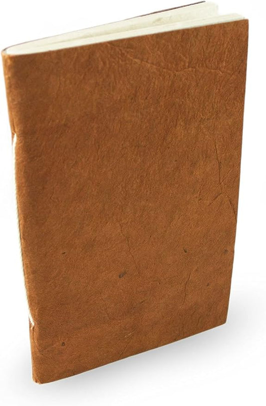 Nepali Companion Pocket Notebook with Handmade Paper and Vegetable-Dyed Cover, Vintage Composition Notebook for Office, School, and Home, 3.5x5 inch, Handcrafted in Nepal (Small, Terra Cotta)