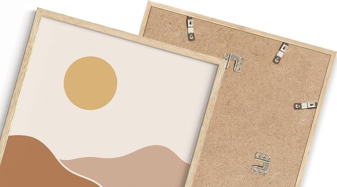 Organic Abstract Shapes Wall Art Minimalist Botanical Silhouette Earth Tones Terracotta Mid Century Modern 8x10 Inch Oak Wood Beige Framed Scandi Boho Print for Home Office