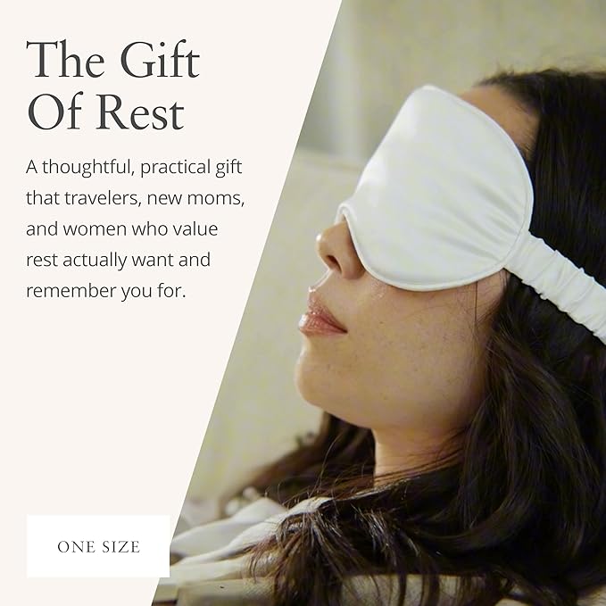 Zestt Organics Silk Sleep Mask Set, 100% Mulberry Silk Eye Mask for Women with Hair Scrunchie & Matching Carry Bag (Black)