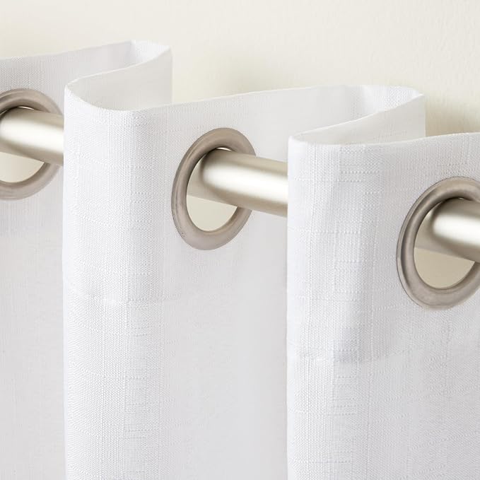 EXCLUSIVE HOME Loha Linen Grommet Top Curtain Panel Pair, 54"x108", Winter White