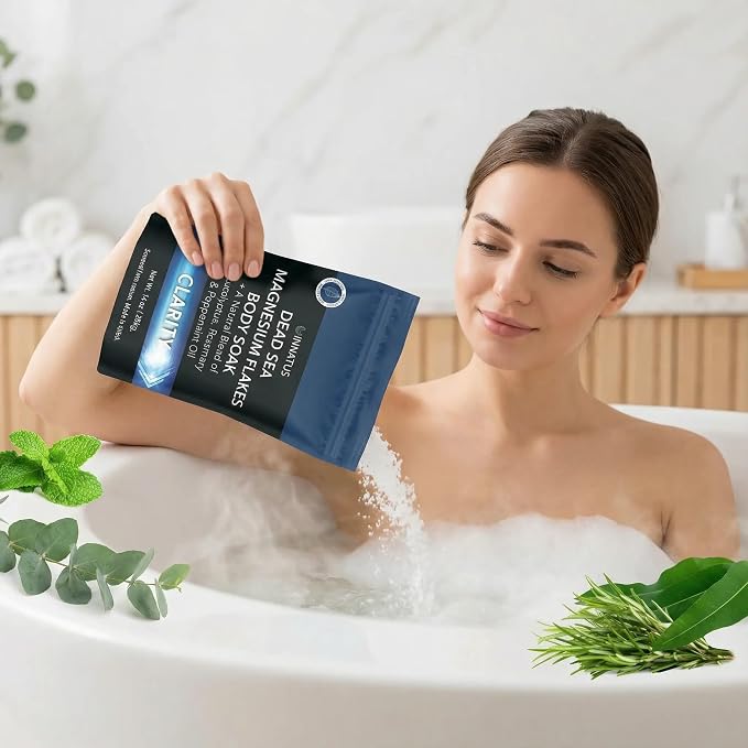 Pure Dead Sea Magnesium Flakes Clarity Soak – Relaxing & Replenishing 14oz Bath Soak – Infused with Infused with Natural Oils for Muscle Recovery & Skin Hydration Eucalyptus