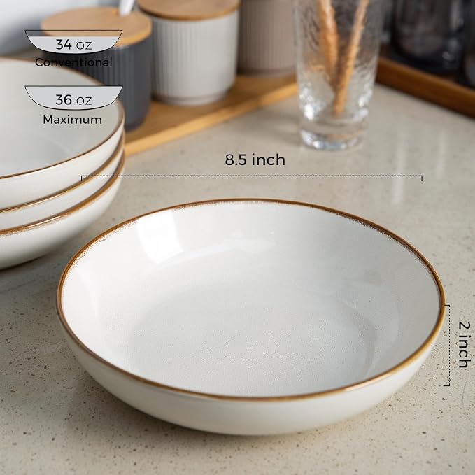 AmorArc Ceramic Dinnerware Sets,Handmade Reactive Glaze Plates and Bowls Sets,Highly Chip and Crack Resistant | Dishwasher & Microwave Safe Dishes Set, Service for 4 (16pc)