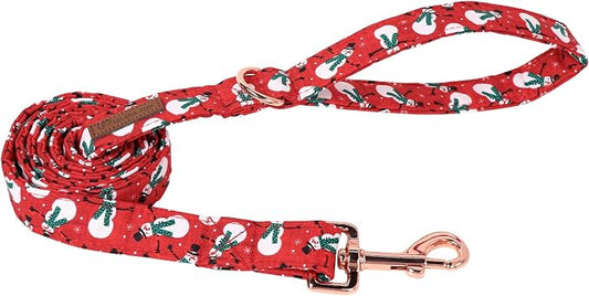 Dog Leash Match Dog Collar, Sturdy Durable Christmas Cotton Dog Leash, Santa Dog Training Leash for Small Medium Large Dog