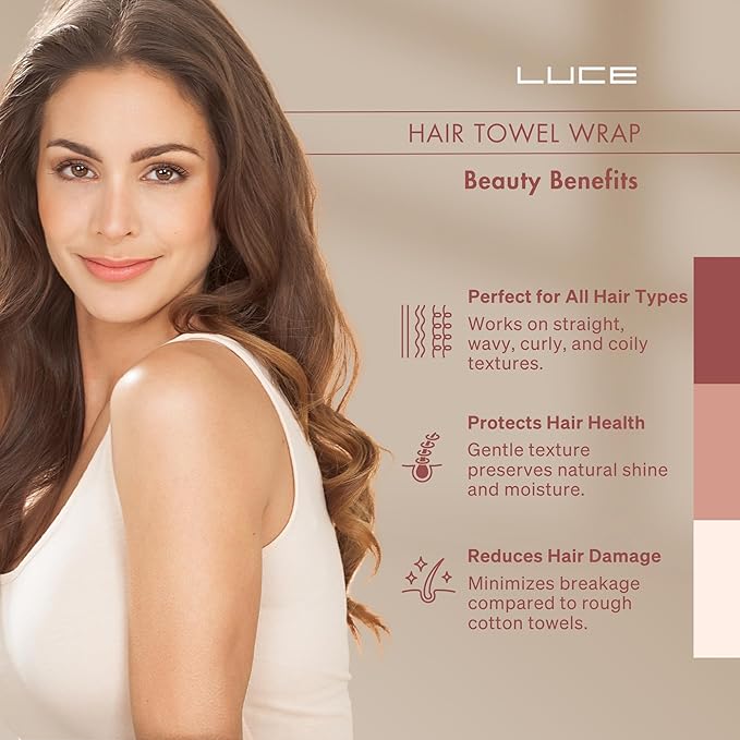 LUCE Hair Towel wrap for Women – Premium 400 GSM Microfiber Hair Towel Anti frizz, Highly Absorbent, Adjustable Thick Elastic Fit for Kids & Adults, Perfect for Curly, Wavy & Long Hair Care, Black