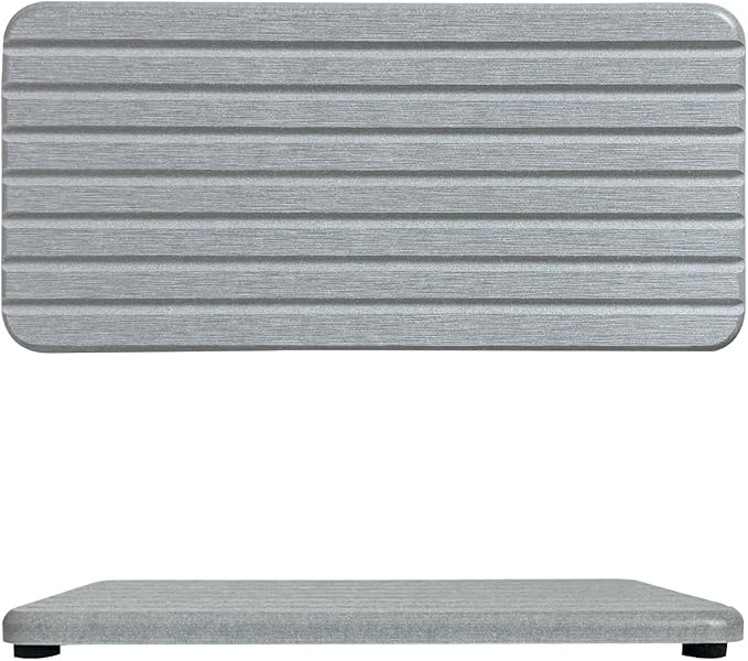 2-Pack Diatomite Soap Tray, Fast-Drying Water Absorbing Stone Tray for Bathroom & Kitchen Sink Counter, Anti-Skid Vanity Tray with Feet, Gray 8.3" x 4.0"