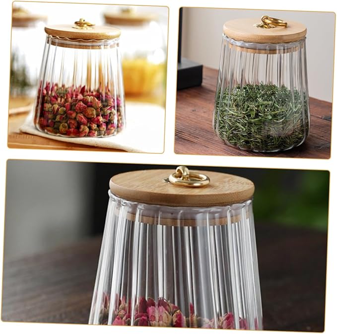 Borosilicate Glass Storage Jars Glass Jar Bamboo Lid Airtight Seal for Kitchen Food Storage