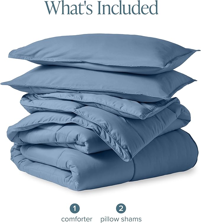 Bare Home Comforter Set - California King Size - Ultra-Soft - Goose Down Alternative - Premium 1800 Series - All Season Warmth (California King, Coronet Blue)