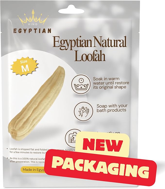 Whole Egyptian Loofah 100% Natural Organic Loofah Exfoliating Scrubber for Shower, Natural Loofah Body Sponge for Men and Women, Cream White