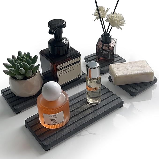 NiuYichee Set of 4 Water Absorbent Diatomite Coasters, Diatomaceous Earth Kitchen Soap Dish, Bathroom Trays, Water Absorbing Stone Used for Hand Soaps & Plants & Toiletries in The Modern Home