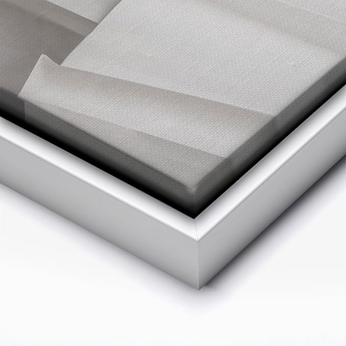 Monem Art Minimalist Folded Paper Texture Print - Neutral Abstract Modern Art Poster - Wall Decor for Living Room, Bedroom or Office - 12x16 White Framed CANVAS Wall Art by Mareike Bohmer