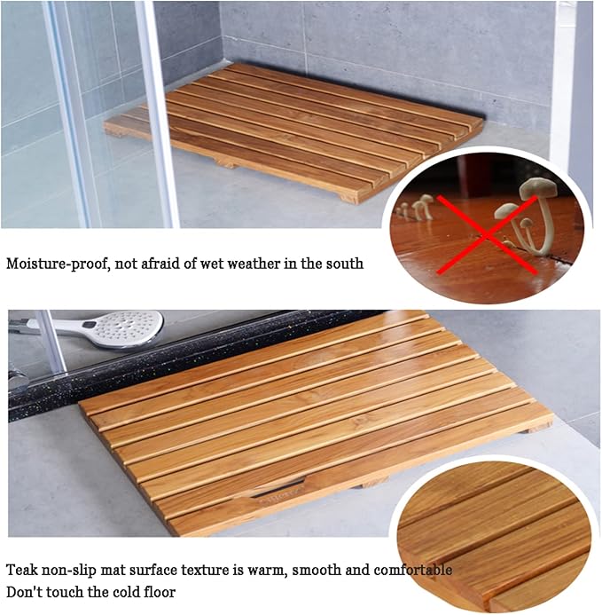 Natural Wooden Shower Mat,Bamboo Duckboard Bath Mat,Waterproof Wooden Slatted Duckboard for Bathtub Spa Sauna, Non-Slip Floor Mat for Indoor and Outdoor, Customizable,30x30cm/12x12in
