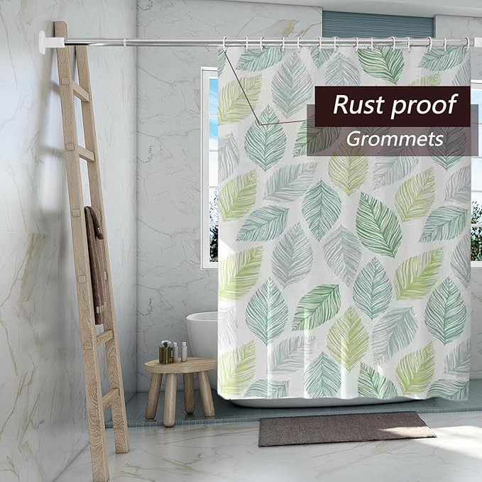 TIKABC Shower Curtain Liner, 4G PEVA Banana Leaves Shower Liner, Plastic Waterproof Shower Curtains, 72x72 inch with Grommet Holes 3 Magnetic Weights