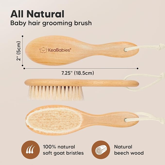 KeaBabies Baby Hooded Towel and Baby Hair Brush - Soft Bath Towels with Hood for Kids and Infant, Wooden Hairbrush with Soft Goat Bristles for Cradle Caps