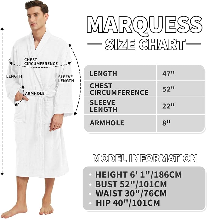 Marquess All-Cotton Bathrobe Thick Plush Cloth Housecoat Terry Toweling, Sweat Steaming Clothes Comfortable & Warm