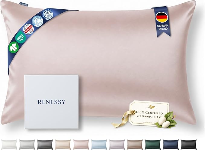 Premium Silk Pillowcase 100% Organic Mulberry Silk, 22 Momme, Grade 6A - Oeko-Tex Certified in Germany - Luxury for Hair & Skin, 1 Piece (King, Heavenly Pink)