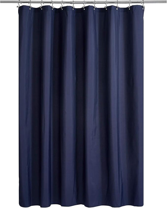N&Y HOME Ultimate Waterproof Fabric Shower Curtain or Liner with Weighted Magnets, Navy Blue Shower Curtains for Bathroom, TPU Lining & Machine Washable for Hotel, Navy, 72"x72"