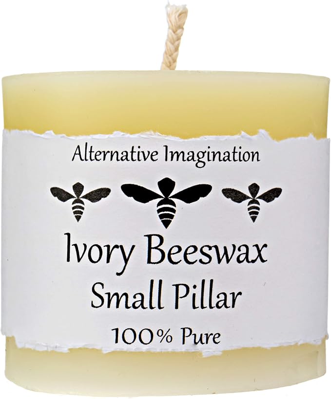 100% Pure Beeswax Candle – Long Lasting Burn – Non-Toxic & Hypoallergenic – Natural Honey Aroma – Handcrafted – Sustainably Sourced – Alternative Imagination – 3x3 Inch – White