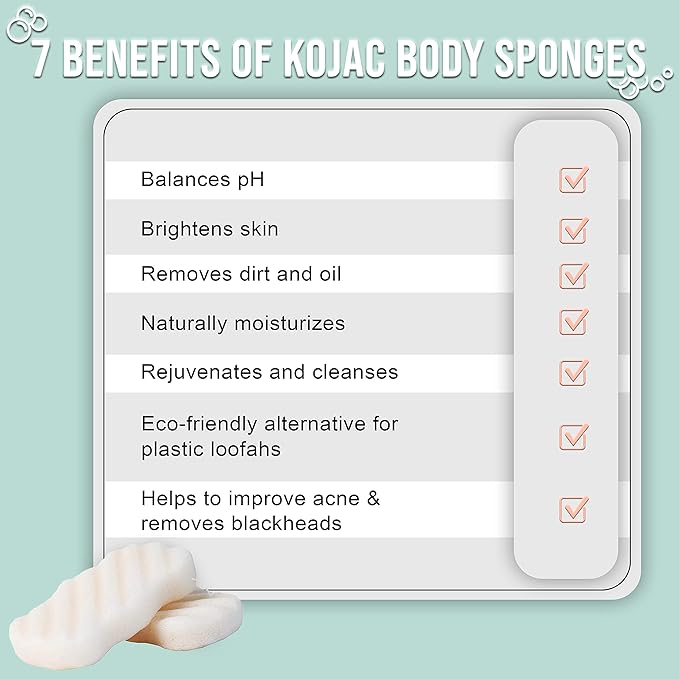 Pure SOL. Konjac Exfoliating Bath Sponge - Original Exfoliator Sponge – Konjac Sponge for Sensitive Skin - Deep Cleansing, Clean Pores, Remove Impurities - 100% Natural and Good for All Skin Types