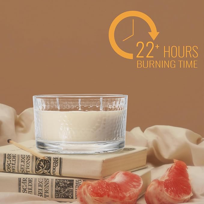 3-Wick Beeswax Candles in Glass Jar, Natural Unscented Beeswax Candles - 22 Hour Burn Time, Handmade Candles for Party, Holidays Gift, Dinning (Pack of 1, White)