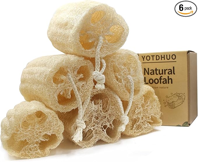 Natural Luffa Sponges Exfoliating Body Scrubber(4.7" Family 6Pack),Organic Loofah Unveil Your Skin's Natural Beauty