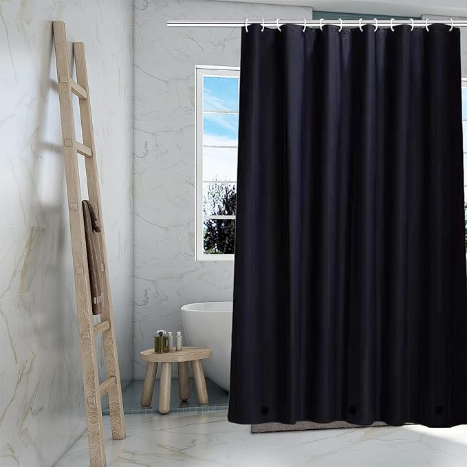 TIKABC Black Shower Curtain Liner 3 Pack, 4G PEVA Shower Liner, Plastic Peva Waterproof Shower Curtains, 72x72 inch with Grommet Holes 3 Magnetic Weights