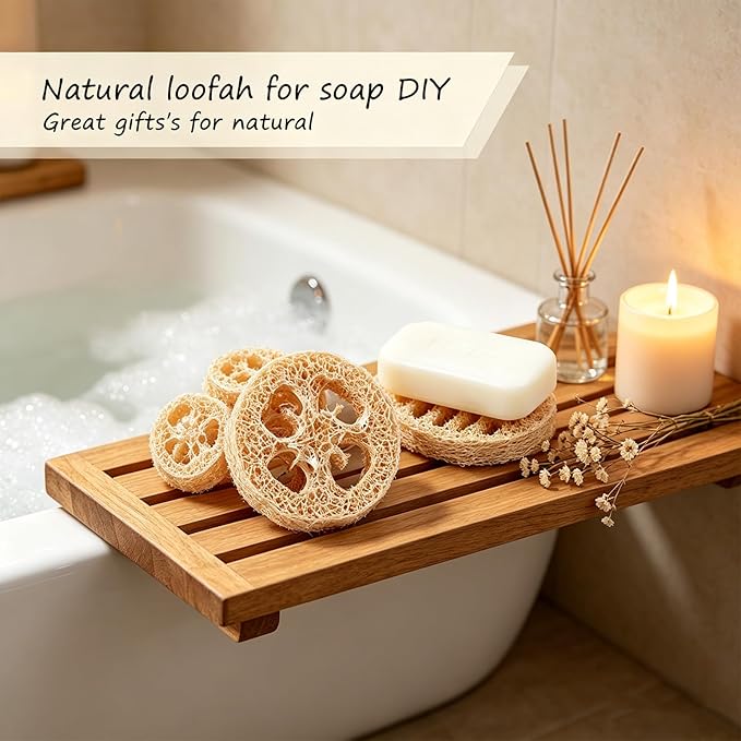 Natural Loofah Slices Cuts for Soap Making-20 Pack Organic Luffa Loofa Sponges for Soap Holder Handmade DIY Loofa Pet Toy Loofahs