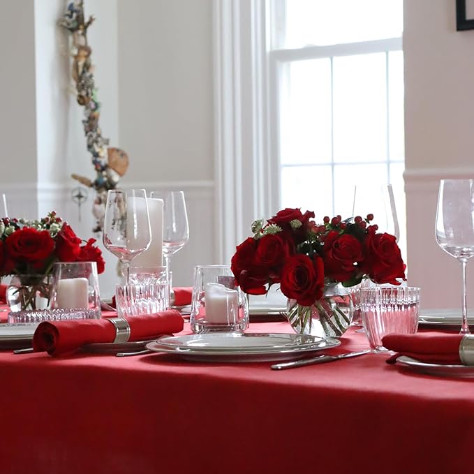Huddleson True Red Linen Napkin 20x20 (Set of Four) Luxury Italian Linen Napkin Sewn in US