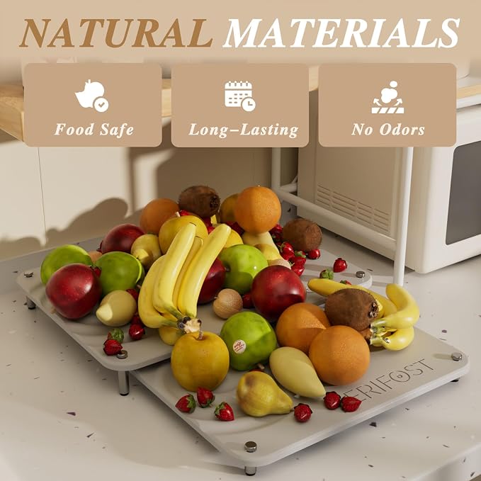 VERIFOST Nested Dish Drying Mat with Bamboo Rack for Dishes, 2Pcs Diatomaceous Earth Stone, Fast Stone Drying Mat for Kitchen Counter with Non-slip Feet, Moonlight Gray