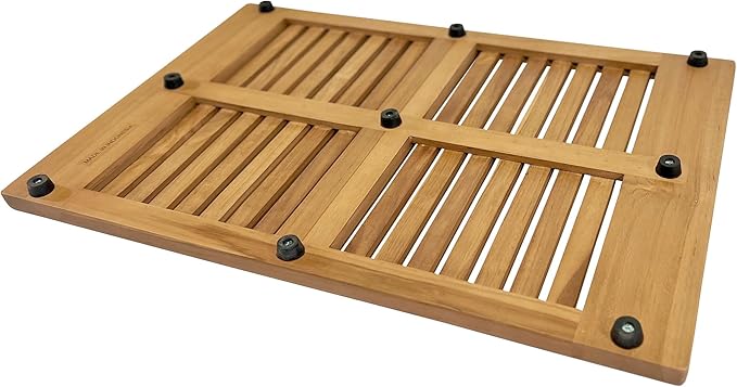 Asta SpaTeak Bathroom Floor Mat, Solid Teak Shower, Spa, Door Mat, Indoor Outdoor Floor Mat, TB-824R (24" x 16")