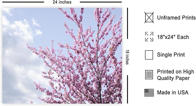 Monem Art Cherry Blossom Spring Sky Photography Print - Floral Nature Art Poster - Wall Decor for Living Room, Bedroom or Office - 18x24 Unframed Wall Art by Mareike Bohmer