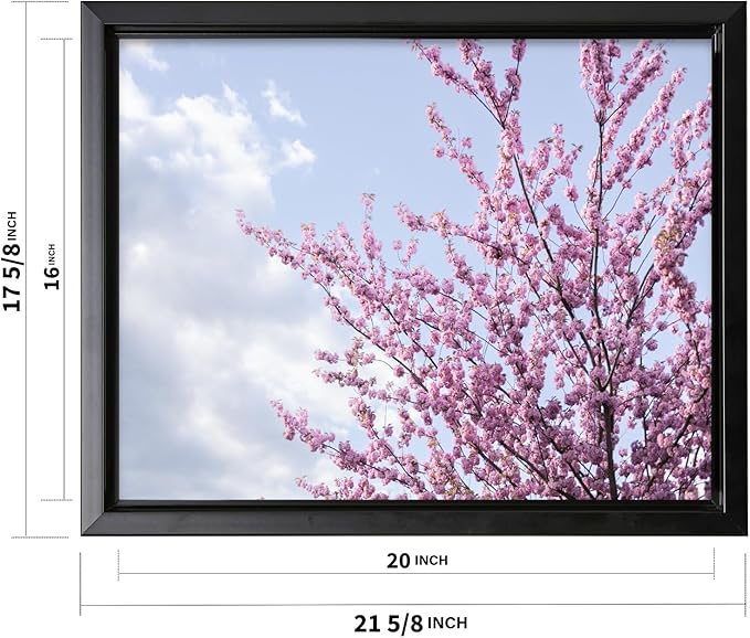 Monem Art Cherry Blossom Spring Sky Photography Print - Floral Nature Art Poster - Wall Decor for Living Room, Bedroom or Office - 16x20 Black Framed CANVAS Wall Art by Mareike Bohmer