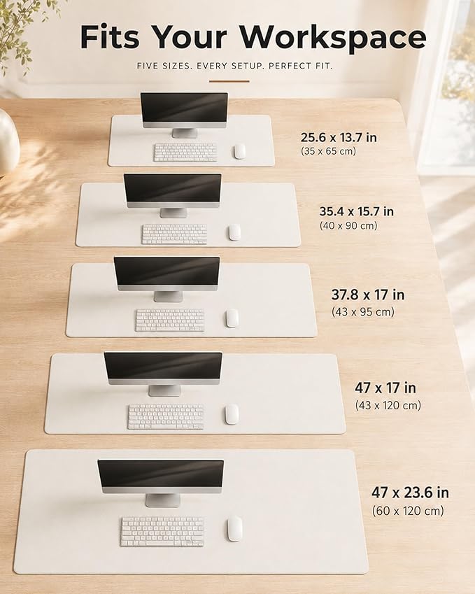 Aothia Cork Desk Mat - Dual-Sided XL PU Leather Desk Pad & Full Desk Protector, Large Waterproof Desktop Mat for Office & Gaming (47" x 23.6", Off-White)
