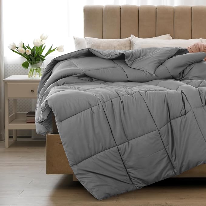 LUX Décor King Comforter – 102x90 Ultra-Soft Down Alternative Duvet Insert with Corner Tabs & Box Stitching, Hotel Quality Plush Hypoallergenic Microfiber, Oeko-TEX Certified – Grey